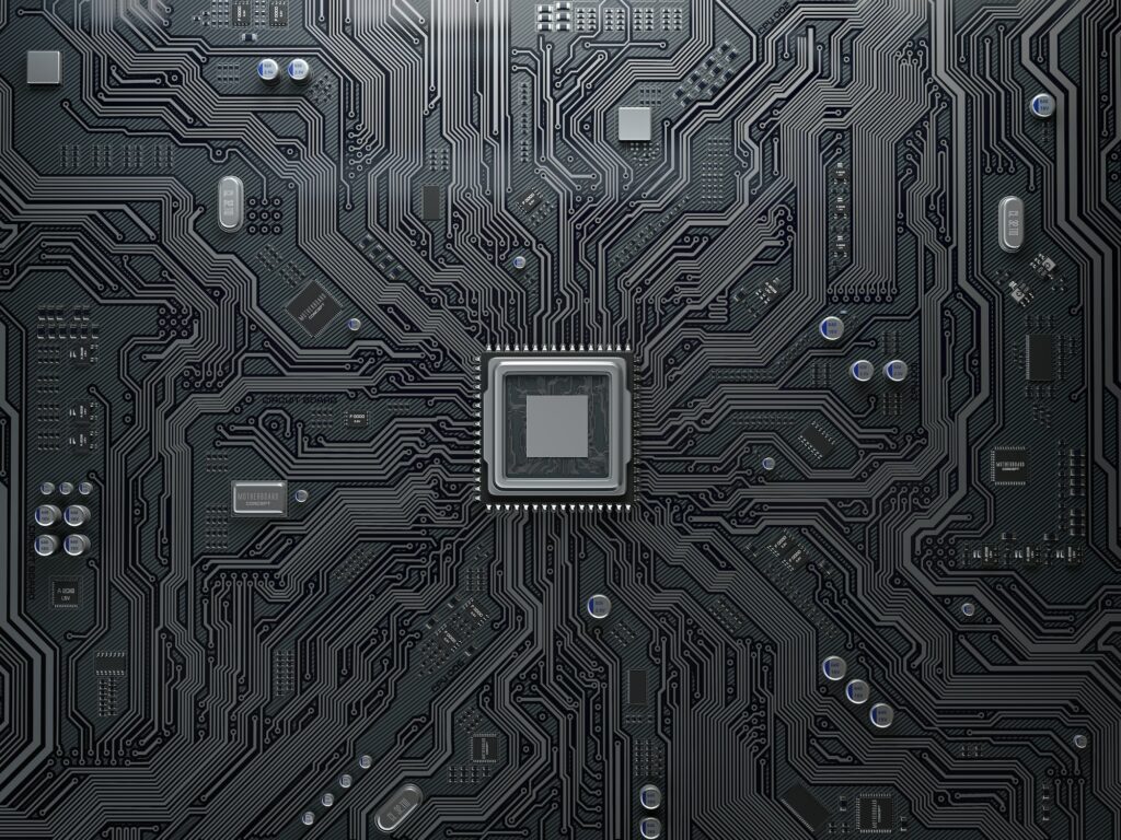 CPU chip on circuit board.